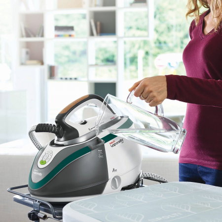 Statie de Calcat Polti Vaporella Next VN18.65, Talpa Aluminiu, 2200 W, 1.3 l, 7,2 BAR, Abur 450 gr/min, 3 Programe, Sistem Anti Calcar, Inchidere Automata, Alb/Verde [5]