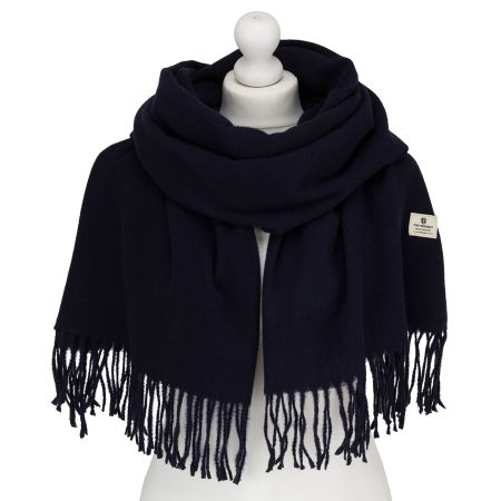 Produse noi - Eșarfă elegantă de damă, bleumarin, din poliester, cu franjuri - Peterson PTR-PTN SP100C-5424 NAVY