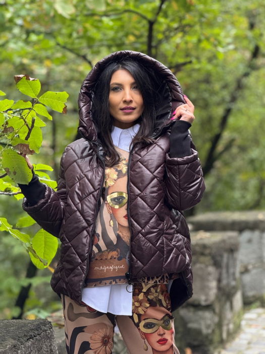 Geaca dama maro cu manseta si capse pe lateral [1]