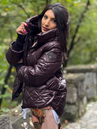 Geaca dama maro cu manseta si capse pe lateral [1]