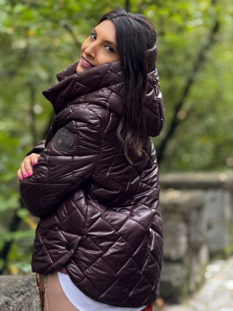 Geaca dama maro cu manseta si capse pe lateral [2]