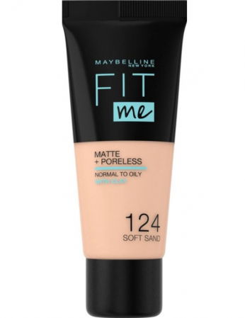 Fond de ten MAYBELLINE FIT ME Matte & Poreless 124 Soft Sand, 30 ml