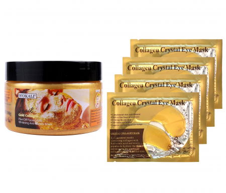 Set pentru Reintinerirea Tenului cu Masca de Fata cu Melc, Aur 24K, Colagen si 4 Seturi x 2 Plasturi pentru Ochi