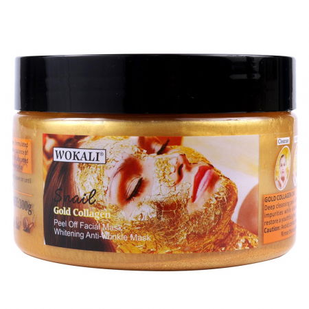 Masca de fata exfolianta cu Melc, Aur 24K si Colagen, Efect anti-rid, Wokali Snail Gold Collagen Whitening, 300 g