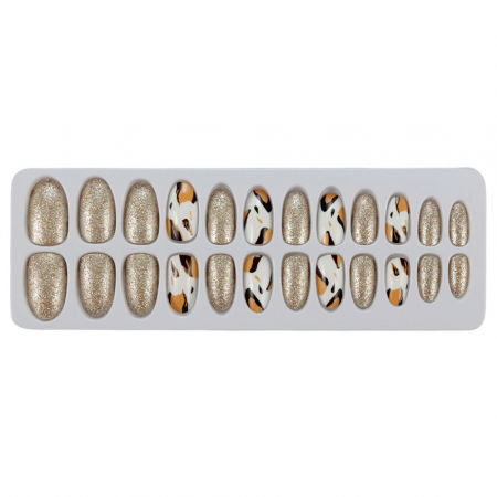 Set 24 Unghii False Tips cu aspect natural, Salon Nails, 06 Glitter Print