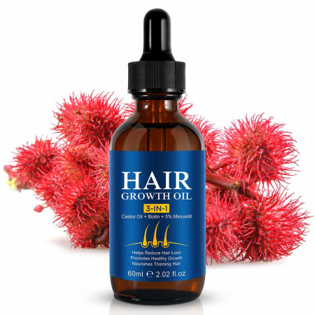 Ulei Premium 3 in 1 pentru Cresterea Parului cu Biotina si Ulei de Ricin, NOVA KISS®, 60 ml