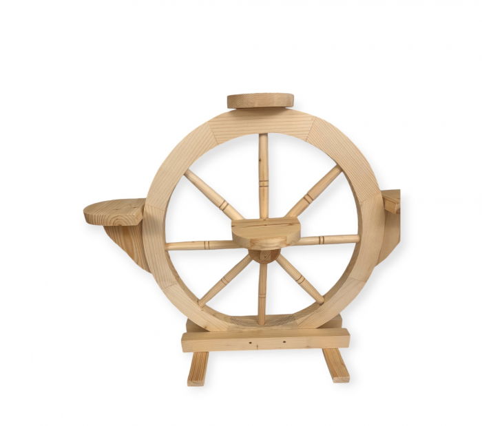 Roata Decorativa din Lemn, Suport de Flori [2]