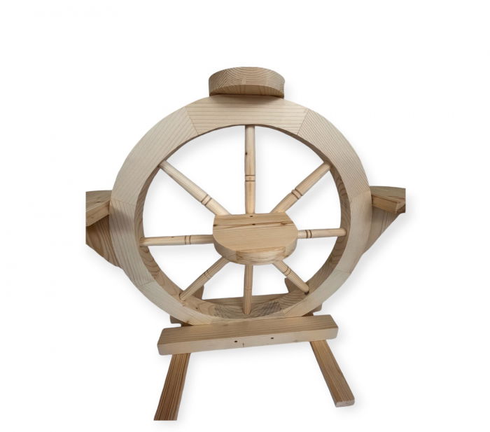 Roata Decorativa din Lemn, Suport de Flori [3]