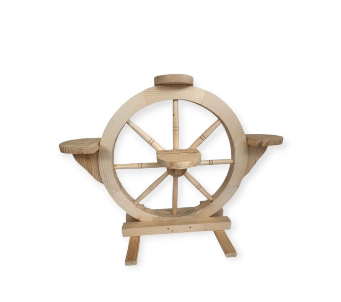 Roata Decorativa din Lemn, Suport de Flori [1]