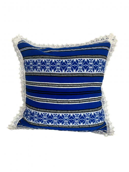Pernă Albastra țesută manual cu motive tradiționale românești [1]