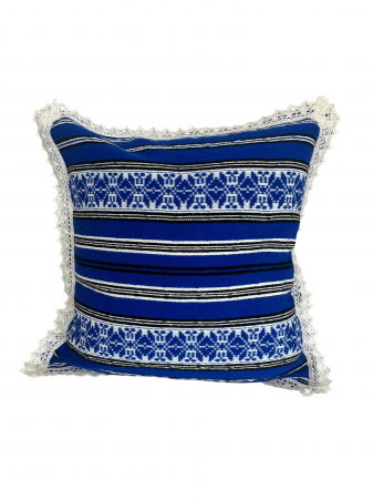 Pernă Albastra țesută manual cu motive tradiționale românești [0]