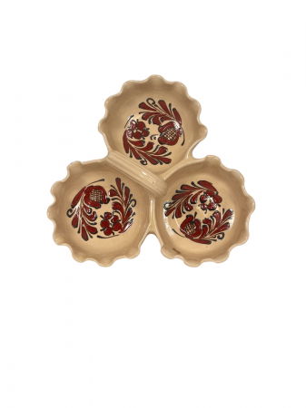 PRODUSE DIN STICLA SI CERAMICA - Platou din ceramică, cu Trei Compartimente