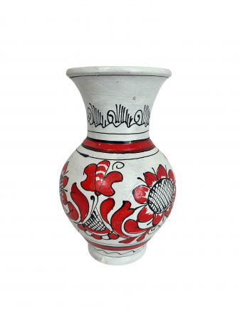 PRODUSE DIN STICLA SI CERAMICA - Vază cu Fori Rosii din Ceramică de Corund – Lucrată Manual