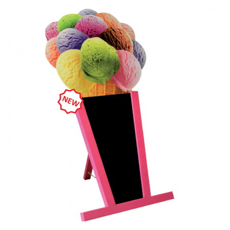 Display uri Lemn - Pink "Ice cream" shaped A-board 105x58cm