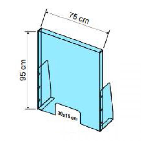 Sisteme de protectie a angajatilor - COVID - Ecran de protectie a angajatilor  H 95 x L 75 CM - picioare demontabile