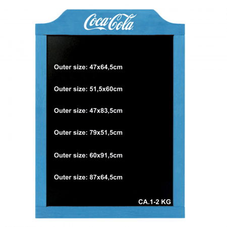 Display uri Lemn - Blue hanging chalkboard with logo