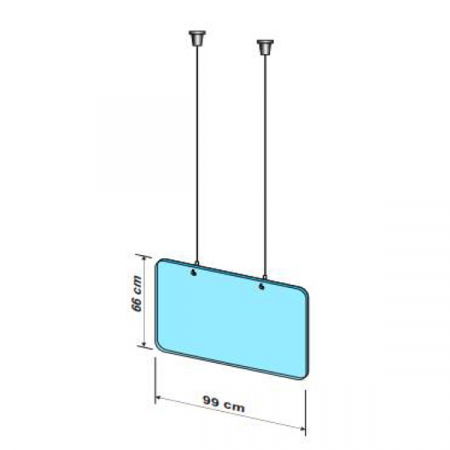 Protection Clear Wall COVID - KIT Suspended protection plate L 99 x H 66 CM
