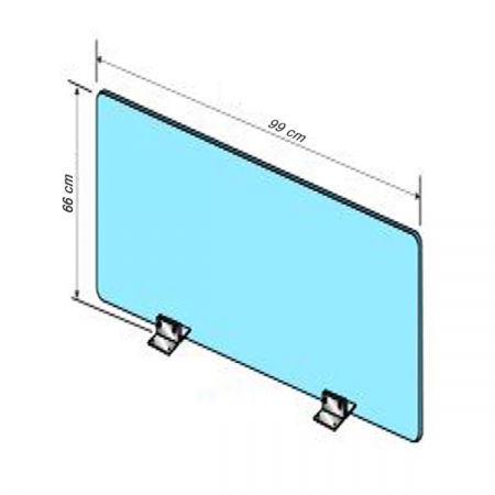Protection Clear Wall COVID - Protective screen with stainless steel foot L 99 x H 66 CM