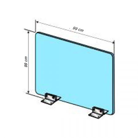 Protection Clear Wall COVID - Protective screen with stainless steel foot L 99 x H 99 CM