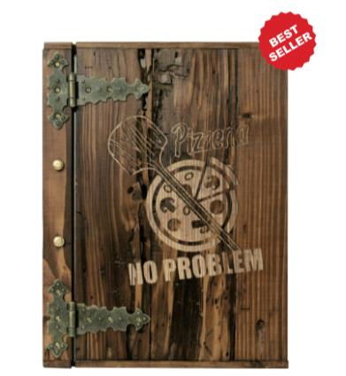 Meniu coperta lemn - Meniu cu coperta din lemn si cotorul din piele