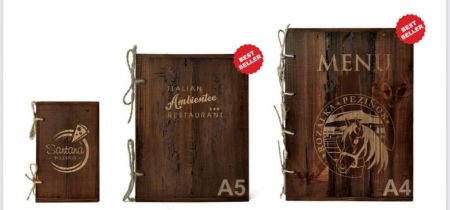 Meniu coperta lemn - Meniu coperta din lemn cu sfoara