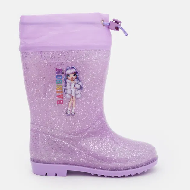 Ghete si cizme copii - Cizme cu slipici din PVC cu siret Rainbow Castle