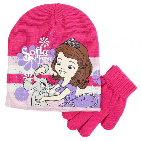 Sepci si caciuli copii - Caciula si manusi tricotate Printesa Sofia