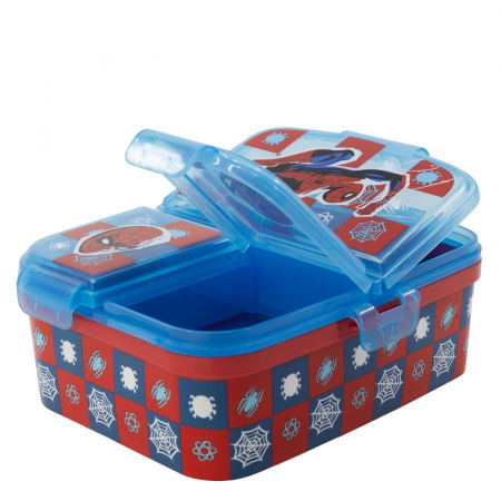Articole hranire bebelusi - Cutie sandwich multicompartimente XL, Spiderman Arachnid Grid