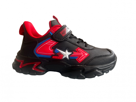 Pantofi sport - Pantofi sport pentru copii, material piele ecologica,negru/orange Star