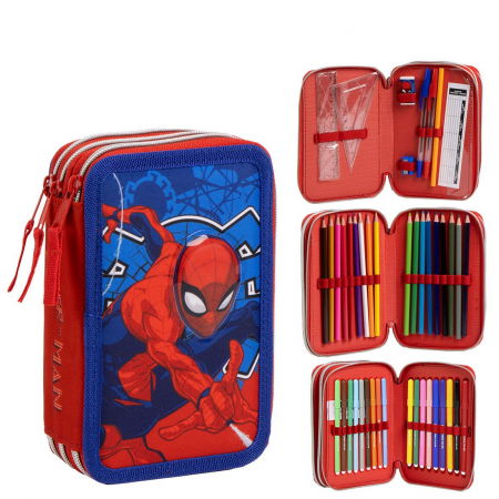 Penare - Penar echipat cu 43 piese Giotto, 3 compartimente Spiderman Action