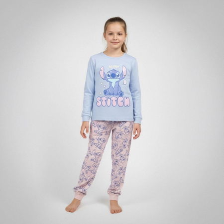 Pijamale copii - Pijama bumbac, 2 piese, maneca lunga Aloha Stitch