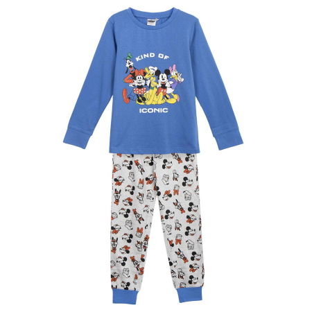 Pijamale copii - Pijama bumbac pentru baieti, 2 piese, maneca lunga Mickey Mouse Iconic