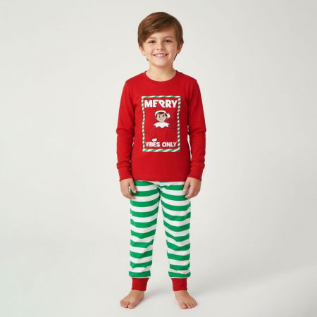 Pijamale copii - Pijama bumbac pentru copii, 2 piese, maneca lunga The Elf