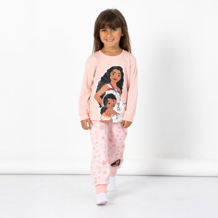 Pijamale copii - Pijama bumbac pentru fete, 2 piese, maneca lunga Moana Vaiana