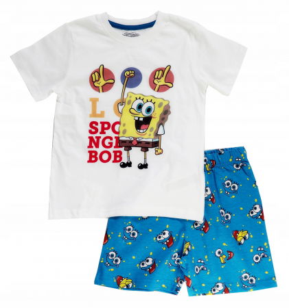 Pijamale copii - Pijama de vara cu maneca scurta, bumbac, Sponge Bob