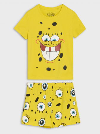 Pijamale copii - Pijama din bumbac cu maneca scurta SpongeBob