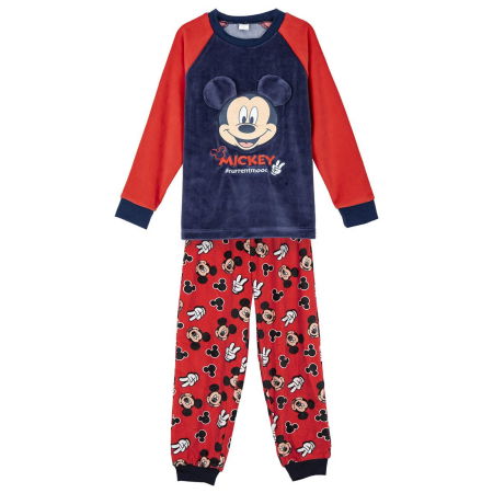 Pijamale copii - Pijama maneca lunga coral fleece, Mickey Mouse