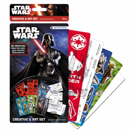 Seturi creative pentru copii - Set creativ Star Wars cu sabloane si stickere 30 piese