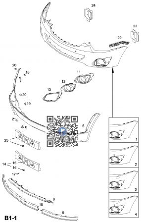Caroserie - Grila proiector dreapta 25953664