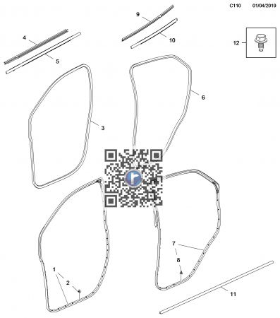 Caroserie - Perie geam usa spate dreapta 42588400