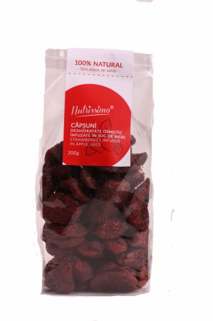 Conserve & Produse deshidratate - Căpșuni infuzate în suc de mere 200g – gust natural, fără zahăr adăugat