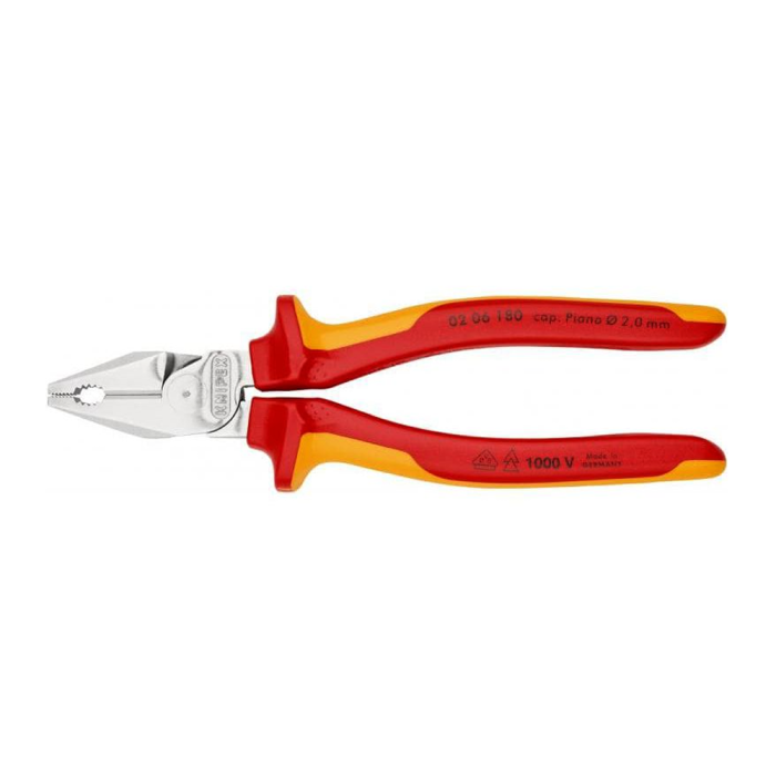 Combined patent pliers VDE 1000 V, large lever, multicomponent handle, 180mm,  KNIPEX 02 06 180 [1]