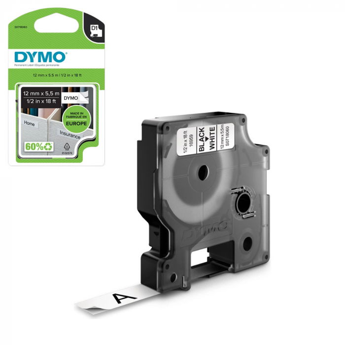 White polyester labels 12mm x 5.5m DYMO LabelManager S0718060 18483 [1]