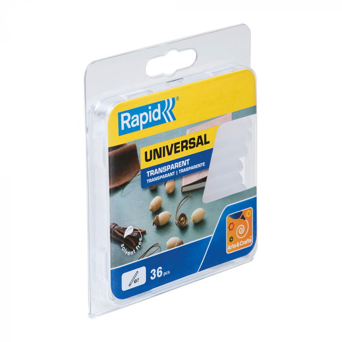 Rapid 7 mm Glue Sticks Fun to Fix Arts and Crafts clear, Universsal, Ø7mm x 90mm, EVA basis, 36 pcs/blister 40107350 [11]