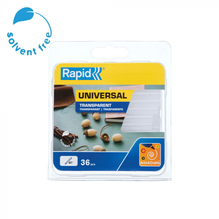 Rapid 7 mm Glue Sticks Fun to Fix Arts and Crafts clear, Universsal, Ø7mm x 90mm, EVA basis, 36 pcs/blister 40107350 [2]