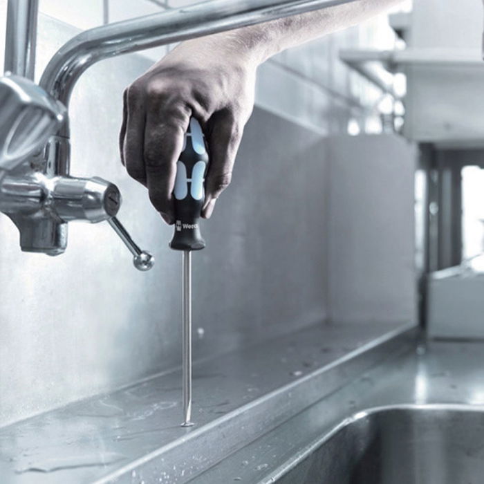 Surubelnita INOX Wera 3335 dreapta 0.8 x 4.0 x 4.0 x 100 x 98 cap Lasertip maner gri-bleu antirostogolire 05032003001 [3]