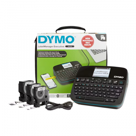 compari.ro - MaÅŸinÄƒ de etichetat - DYMO LabelManager Executive 640 CB QWERTY Bluetooth Labeling Machine KIT, D1 and Durable standard cassettes, Li-Ion battery, textile carrying case