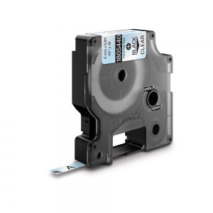 Etichete Poliester suprafete plane Dymo Originale - Etichete industriale poliester 6mm x 5.5m negru/transparent DYMO ID1  1805440