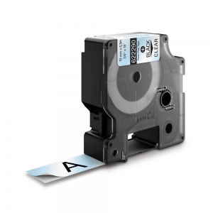 Etichete Poliester suprafete plane Dymo Originale - Polyester industrial labels 19mm x 5.5m Black/clear DYMO ID1 622290