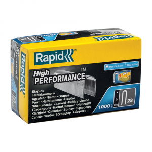 Manual Staplers or Tackers - Rapid 28/9 mm Cable Staples, High Performance, galvanized, semicircular, divergent DP, 1000 staples/box 11890131
